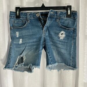 Distressed Light Blue Denim Jean Shorts for Women